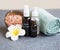 Natural organic skincare setting with face products