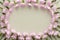 Natural oval frame of pink carnations