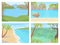 Natural paradise for warm winter getaway flat color vector illustration set