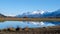 Natural peaceful image of New Zealand snow mountain