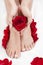 Natural Pedicure Manicure Spa Heart Shaped Hands Red Roses White Towel