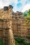 Natural phenomenon of eroded cliff, soil pillars, rock sculptured by water, wind for million years