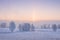 Natural phenomenon of halo on a frosty winter morning