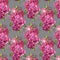 Natural pink roses background. Seamless pattern of red and pink roses, watercolor illustration.