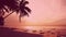 Natural pink sunset. Pink purple sunset sky cloud. Palm tree over amazing red sea