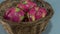 Natural pitaya fruits Cereus undatus in wooden basket