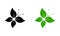 Natural Plant Decoration Glyph Pictogram Set. Organic Eco Leaf in Butterfly Shape Silhouette Icon. Ecology Nature