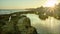 Natural pools in the middle of the rocks in Puerto Aventuras in the Mayan Riviera in Mexico