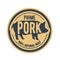 Natural pork meat label - sticker with pig, prime meat