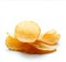 Natural potato chips isolated on white background with empty space around it AI-Generated