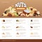 Natural raw nuts mix brochure design template