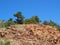 Natural red rock sandstone formations in Morrison Colorado.