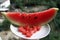 Natural refreshing ripe juicy summer watermelon to quench your thirst on a hot day romantic breakfast window vacation summer