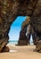 Natural rock arches Cathedrals beach, Playa de las Catedrales at Ribadeo, Galicia, Spain