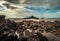 Natural rock formation at sea shore due to crashing waves at morning