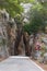 Natural rock tunnel on mountain road to Sa Calobra beach, Mallorca, Spain