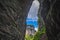 Natural rocky arch fissure in Wulong National Park