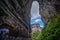 Natural rocky arch fissure in Wulong National Park