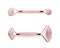 Natural rose quartz face rollers on white background, collage