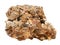 Natural sample of conglomerate rock from cemented gravel and pebbles on white background