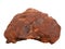 Natural sample of ferriferous sandstone iron ore on white background