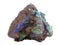 Natural sample of Malachite green and Azurite blue minerals in the limonite-goethite rock on white background