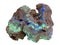 Natural sample of Malachite green and Azurite blue minerals in the limonite-goethite rock on white background