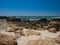 Natural sandstone rocks on beach in Northern Portugal