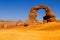 Natural sanstone arch in the Tadrart mountains. Algerian Desert. Tassili N`Ajjer National Park, Algeria