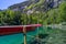 Natural scene at Blausee-Blue lake in Switzerland