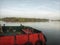 natural scenery behind the tugboat on the kalimantan river