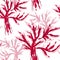 Natural seamless pattern trees. Ragged magenta trees. Fashion trendy pattern in Japanese style