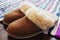 Natural sheepskin slippers for women& x27;s