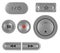 Natural silver grey DVD recorder buttons, isolated