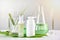 Natural skin care, Green herbal organic beauty product discovery at science lab