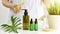 Natural skincare cosmetics research and development concept, Doctor formulating new beauty products from organic natural plants.