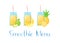 Natural smoothie fruit shake logo illustration set