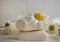 Natural soap, chamomile handmade a light background treatment ecology essential