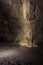 Natural speleothem stalactites and stalagmites in Nizhneshakuranskaya cave