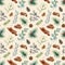 Natural spice elements seamless pattern. Hand drawn watercolor illustration. Cinnamon, eucalyptus, pine, clove aroma