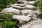 Natural stairs in mountains. Outdoor pathway in Tatra Mountains. Stairs made on stone.