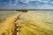 Natural summer landscape - grassy shores of salty sea firths