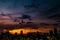 Natural Sunset in evening downtown silhouette at bangkok. .Bright Dramatic Sky And Dark Ground. city Landscape Under Scenic