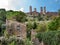 Natural surroundings and town towers horizontal at San Gimignano