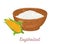 Natural sweetener erythritol in  wooden bowl and corn