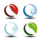 Natural symbols - fire, air, water, earth - nature circular icons with flame, bubble air, wave water and leaf. Elements of ecology