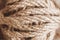 Natural thread brown rope texture background. Top view. Copy, empty space for text