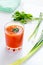 Natural tomato juice and veggies