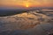 Natural travertine pools and terraces at sunset - Pamukkale