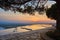 Natural travertine pools and terraces at sunset - Pamukkale